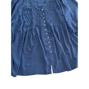 Denim 24/7 Shirt Navy Embroidered Size 30W